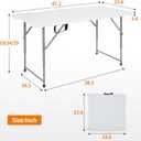 BestOffice Camping Folding 4 Foot Plastic Table, White