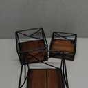 MyGift Modern Tabletop Square Dessert Stand Risers, Cake and Appetizer Display Nesting Pedestals with Rustic Brown Wood Top Shelf and Metal Wire Base, Set of 3