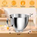 5 Quart Mixing Bowl for KitchenAid Stand Mixers, Food-Grade Stainless Steel Bowl with Handle & Clasp, Compatible with Tilt-Head 4.5–5 Qt Models – Fits K45, K45SS, KSM75, KSM150, KSM95 (Silver, 5QT)