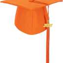 2 x Unisex Matte Preschool and Kindergarten Graduation Cap with Year Charm Tassel (Orange)
