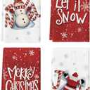 Artoid Mode Snowman Merry Christmas Kitchen Towels Dish Towels, 18x26 Inch Farmhouse Holiday Joy Snowflake Winter Decoration Cleaning Set of 4