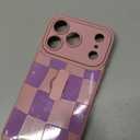 KANGHAR Compatible with iPhone 17 Pro Case 2025, Silicone Checkered Cute Pattern, Wristband Kickstand Camera Protection Soft Slim Cover for Girls Women -Pink Purple
