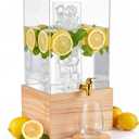 FillTouch Acrylic Drink Dispenser, 3 Gallon Beverage Dispenser with Spigot & Stand and Ice Core for Weddings Parties, Fountain, Juice, Cold Drink, Sangria, Water