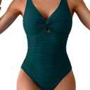 Eomenie One Piece Swimsuit for Women Tummy Control Bathing Suit Ruched Twist Front Swim Suit Cutout Tie Back Swimwear XL