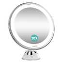 Auxmir 2025 Upgraded 20X Magnifying Mirror with Light, Makeup Mirror with 2-Level Lights, Vanity Mirror with Power Suction Cup and Tweezers, 360 Swivel, Portable Bathroom Mirror for Home Travel
