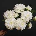 Artificial Silk Flowers Dahlia 24'in Long Stem Fake Flower 5 Pcs,Suitable for Spring Easter Flowers,Wedding Decoration Bouquets,Core Decorations,Home Furnishings(White)