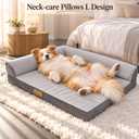 Large Orthopedic Dog Bed, Calming Waterproof Memory Foam Dog Sofa Bed for Large Dogs with Removable Washable Cover & Non-Slip Bottom, Warm Plush Pet Bed, Light Grey, 40”x32”
