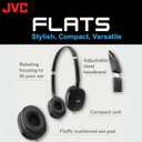 JVC Flats On-Ear Wired Headphones - Flat Foldable Design - 30mm Driver for Powerful Sound - Soft Ear-Pads for Comfort Steel Headband - Lightweight & Portable - PC/Laptop/Gaming - 3.5mm Slim Plug