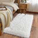 Ultra Soft Runner Rugs for Bedroom Hallways with Upgraded Non-Slip Rubber Backing & Thick Memory Sponge, 2x4 Feet Fluffy Shag Throw Area Rug for Bedside Dorm Cream