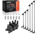 A-Premium 1 Ignition Coils with 6 Spark plug Wires and 6 Iridium Spark Plugs Compatible with Ford Ranger 2001-2003 V6 3.0L & Mazda B3000 2001 V6 3.0L, FLEX