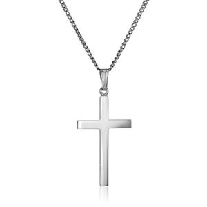 Amazon Essentials Sterling Silver Polished Cross Pendant women Necklace, 16"