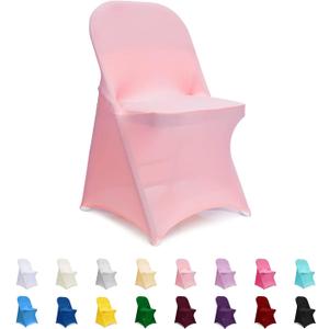 ManMengJi Folding Chair Covers, Spandex Folding Chair Cover 6 PCS Light Pink, Party Chair Covers Universal Chair Slipcovers for Banquet Wedding Event