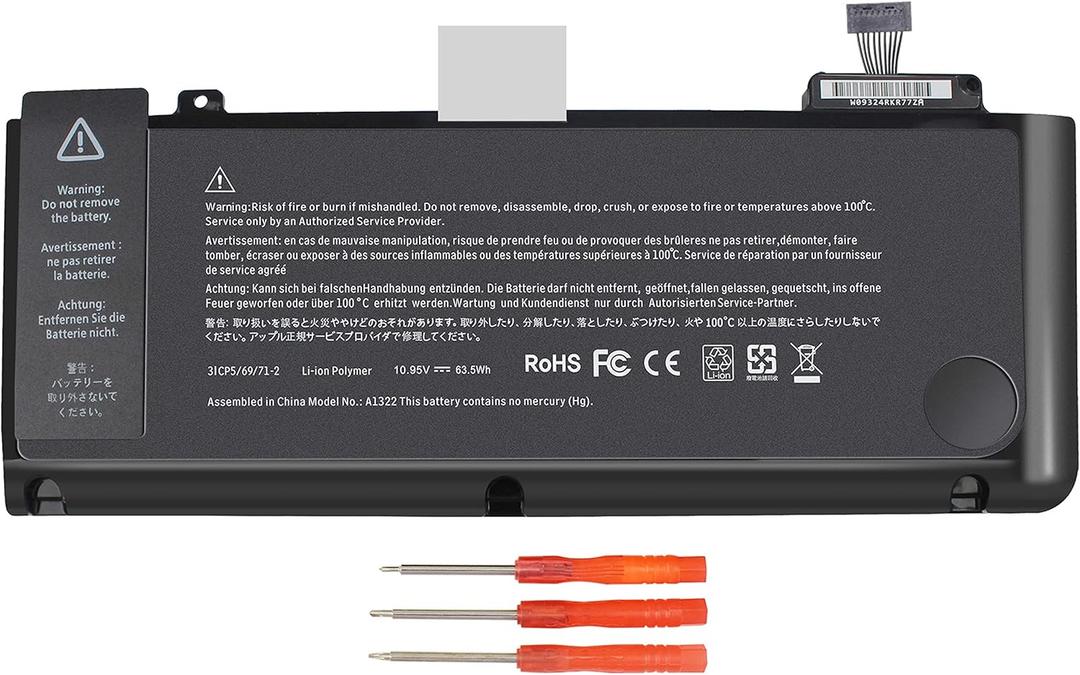 A1322 A1278 Battery Replacement - A1322 Battery for MacBook Pro 13 inch Mid 2012 2010 2009 Early 2011 Late 2011 Version High-Performance and Long Lasting [ 10.95V 63.5WH ]