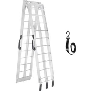 Motorcycle Ramp for Pickup Trucks, Folding Aluminum Loading Ramp with Handle and Strap, 750 lbs Capacity, 89" L x 12" W Single Ramp for Dirt Bikes and Motorcycles