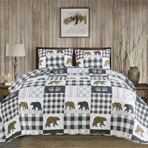 Market & Place Rustic Quilts Twin Size | 2-Piece Cabin Comforter Set with Sham | Reversible Lodge Bear Bedding for All Season | Orson Collection (Twin, Grey/Brown) Market & Place Rustic Quilts Twin Size | 2-Piece Cabin Comforter Set with Sham | Reversible Lodge Bear Bedding for All Season | Orson Collection (Twin, Grey/Brown)