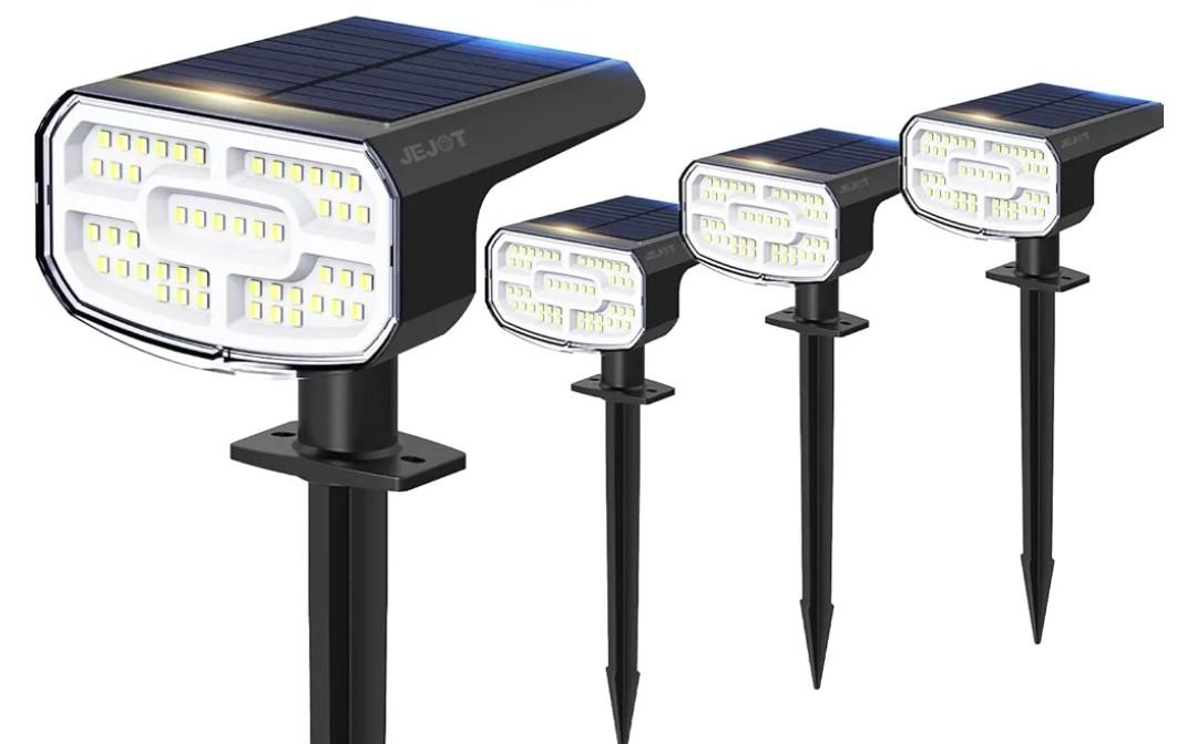 Solar Spot Lights Outdoor Waterproof IP65,4 Pack,2CCT(3000K/6500K),4 Lighting Modes Selectable, Solar Powered Yard Garden Solar Spot Lights for Outside Landscape Auto On/Off