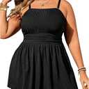 OYOANGLE Women's Plus Size 2 Piece Tankini Swimsuit Textured Ruffle Hem Swim Dress with Bottoms Swimwear
2 XL