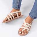Luoika Women's Wide Width Braided Strappy Flat Sandals Beige 8xw 250769