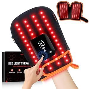Keneo Red Light Therapy Gloves for Hands, 100LEDs Red & Near-Infrared, Dual Wavelength 660nm & 850nm, 5 Modes, Wireless, Rechargeable 5000mAh Battery, for Hand & Wrist Treatment （Orange）