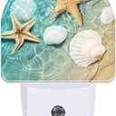 Starfish and Seashell Night Light Plug into Wall, Summer Beach Ocean Waves Dusk to Dawn Night Light Plug in,0.5w Energy Saving Sleep Friendly NightLight for Kids Boys Girls Home Decor (Color15)