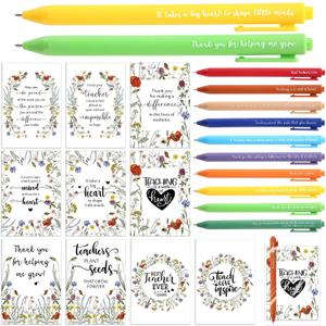 20 Sets Back to School Gifts for Teacher Bulk Inspirational Notepads Wildflower Kraft Mini Notebook Inspirational Quotes Ballpoint Pen with Gift Bags Wildflower Thank You Gifts