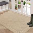 BEQHAUSE Dirt Trapper Door Mat 32" x 48", Doormat Non-Slip Entryway Rugs Washable, Dog Door Mat Stain Resistant and Absorbent Welcome Floor Mat for Front Back Door, Mud Wet Shoes & Paws, Warm Beige