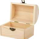 Aodaer Unfinished Wood Treasure Chest Decorative Pine Wood Box with Hinged Lid and Locking Clasp Plain Decorate Wooden Boxes for Art Hobbies DIY Jewelry Gift Storage, Brown 