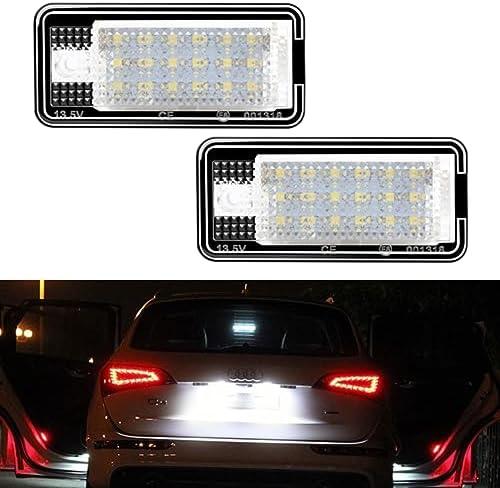 AUTOXBERT LED License Plate Lights Tag Lamp Replacement for Audi A3 A4 A6 A8 S3 S4 S6 S8 Q7 RS4 RS6, 2 Packs Set, No Error&6000K White