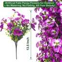 Grunyia Outdoor Artificial Flowers 16Pcs Fake Pansy Silk Flowers UV Resistant, Lifelike Faux Pansies for Planters Window Boxes Porch Garden Decor (Purple & Fuchsia)
