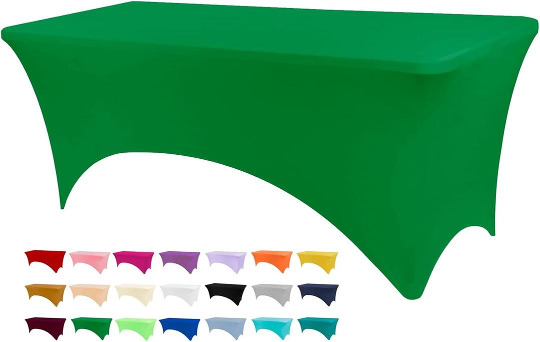 BDDC Table Covers for 6 Foot Tables, Emerald Green Washable and Wrinkle Resistant Stretch Tablecloths Rectangle 6ft for Events, Wedding, Banquets, Parties (72" x 30" (Rectangular))