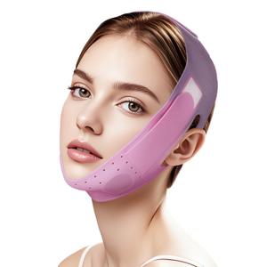 V-Line Sculpting Face Mask Silicone Chin Strap for Jawline Tightening & Double Chin Reduction (23-27 Inches) (Rose purple)