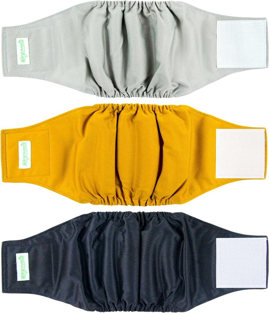 Wegreeco Washable Male Dog Belly Wrap - Pack of 3 - (Gold,Black,Grey,X-Small) (X-Small (9" to 11"))