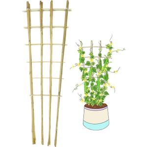 Natural Bamboo Trellis, 4Feet,3Pack,Fan-Shaped Plant Support Trellis for Outdoor and Indoor Potted Climbing Plants,Vegetables, Cucumber, Tomato, Hoya,