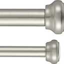 Modern Double Curtain Rods, Matte Nickel Curtain Rod 72-144 Inch Length Drapery Rods with Simple Decorative End Caps 1 Inch Front and 5/8 Inch Diameter Back Dual Curtain Rod Telescoping Window Rods