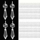 100PCS Premium Clear Crystal Glass Drops 2.4"  MultiPurpose Hanging Prisms Bulk for Holiday Party/Home/Window Decoration/Chandelier Replacement Parts