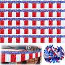 Meonum 10 Pcs 4th of July Parade Float Decorations, American Flag Float Fringes and Patriotic Tinsel Garlands, Red White Blue Garland for Independence Day Memorial Day Decoration (Star)