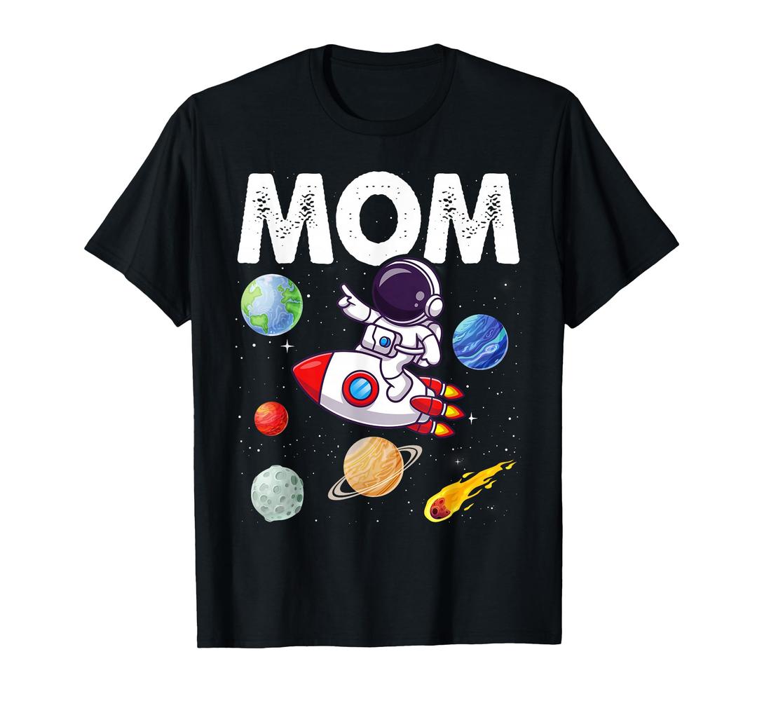 Mom Mommy Mother Space Astronaut Birthday Family Matching T-Shirt, Large