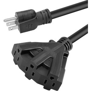 10FT 12/3 Outdoor Extension Cord, Heavy Duty 3-Outlet SJTW Indoor/Outdoor Three-Prong Power-Cord 12-Gauge Grounded 15-Amp 1875 Watts
