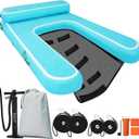 Inflatable Elevated Dog Boat Ramp, Dog Pool Ramp for Docks & Lakes, Non-Slip On Dog Dock with Booster Step, Floating Ladder for Large Pets Up to 240lbs Climb Out of Water