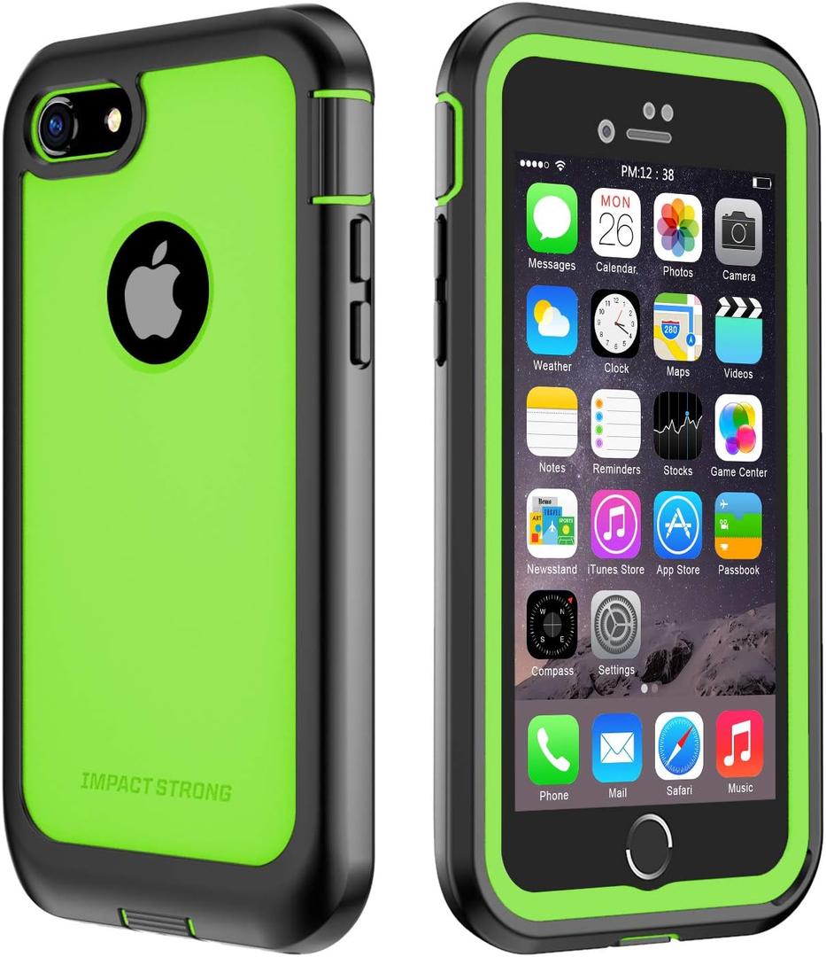 ImpactStrong for iPhone 7/8 Case, Ultra Protective Case with Built-in Clear Screen Protector Full Body Cover (Lime Green)