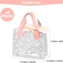 TSAZZZ 48 Pcs Clear Daisy Gift Bags With Handles Plastic PVC Goodie Bags With Ribbon Small Gift Bag For Wedding Birthday Baby Shower Party Valentines Pink (7.8"*7"*3.9")