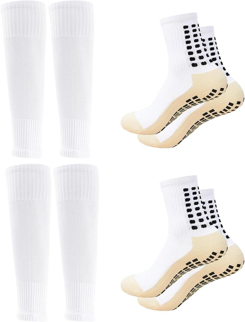 Men's Soccer Non Skid Ball Socks Anti Slip Grip Non Slip Socks, Shin Guard Sleeves, With Or Without Guard Straps for Football