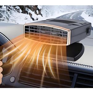 Portable Car Heater and Defroster, 12V Car Heater that Plugs into Cigarette Lighter, 200W Fast Heating Windshield Defroster Defogger, 360 Rotatable Car Heaters for Vehicle,RV,SUV(Black&Gold)