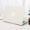 Seorsok Compatible with MacBook Air 15 inch Case 2025 2024 2023 Release M4 A3241 M3 A3114 M2 A2941 Touch ID,Elegant Leather Plastic Hard Shell Case Transparent Keyboard Cover,Beige (Air 15( A3241 A3114 A2941), Beige checkerboard grid)
