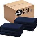 Bulk Full Flat Sheets Only, 6 Pack Quick Sort Top Bed Sheet, Color-Coded Label Threads, Wrinkle-Free Shrinkage Durable Microfiber Hotel Motel Airb&bs Essentials for Hosts (81"x96",Navy Blue)