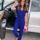 PRETTYGARDEN Jumpsuits for Women 2026 Spring Summer Casual Dressy Short Sleeve Romper Airport Vacation Travel Outfits (Blue, L)
