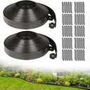 JERIA 2 Inch Tall 100 FT Garden Edging Kit with 120pcs Spikes, Plastic Edging for Landscaping