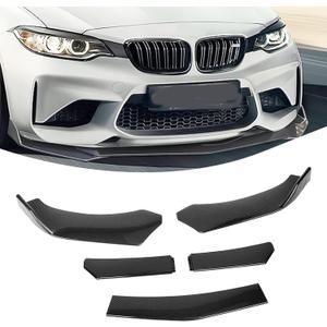 5-Section Universal Front Bumper Lip Spoiler, Carbon Fiber Look ABS Splitter for Sedan Coupe Hatchback, 56-72 Inch Adjustable Body Kit