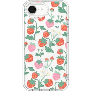 MOSNOVO for iPhone 17e Case/iPhone 16e Case, Compatible with Magsafe, Shockproof Military-Grade Protection, Magnetic Clear Phone Case for iPhone 17e / 16e, Strawberry Garden Design