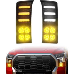 Higher Power Led Fog Lights DRL For 2022-2025 2026 Toyota Tundra Accessories Daytime Running Lights flood Beam with Sequential Turn Signal DRL (Amber Fog)